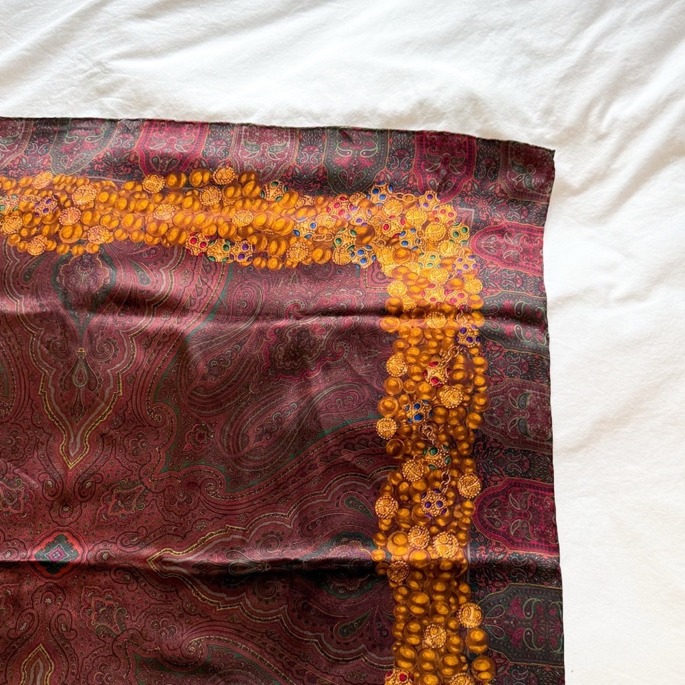 Chanel gripoix silk scarf rare paisley jewel chain multicolor authentic vintage - Picture 12 of 14